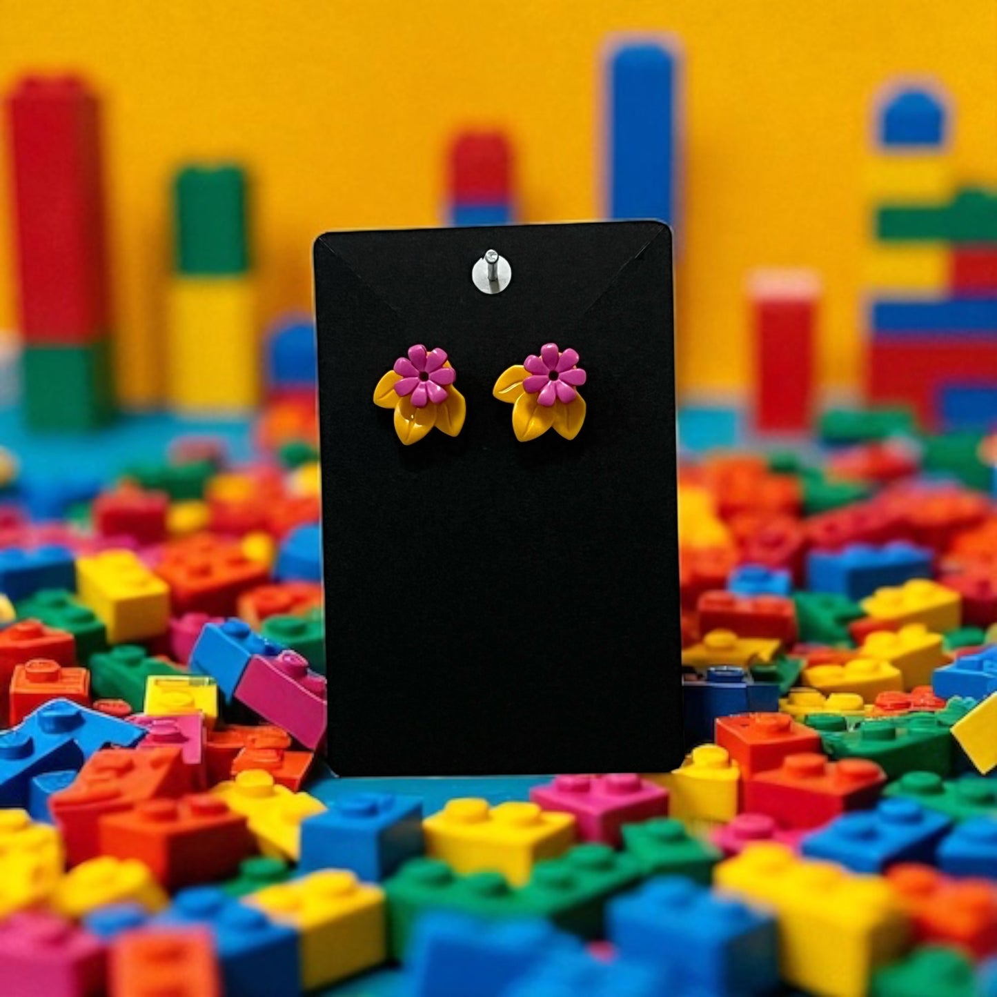 🌸 LEGO® 'Bright Light Yellow ' Flower Stud Earrings – Pick Your Petals! 🌸