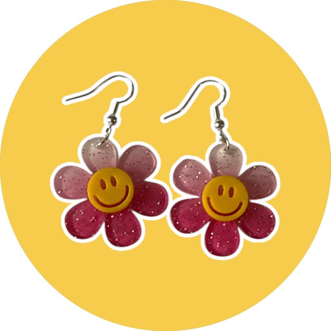 Smile Sunshine Silver Drop-Hook Earrings