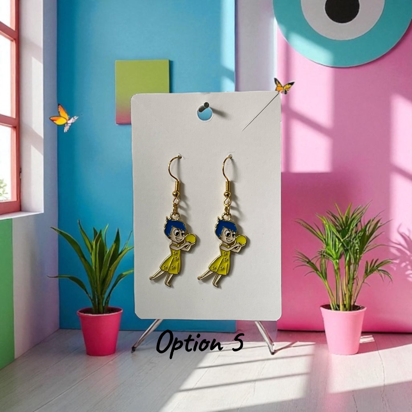 Inside-Out Inspired Gold Plated Drop-Hook Earrings