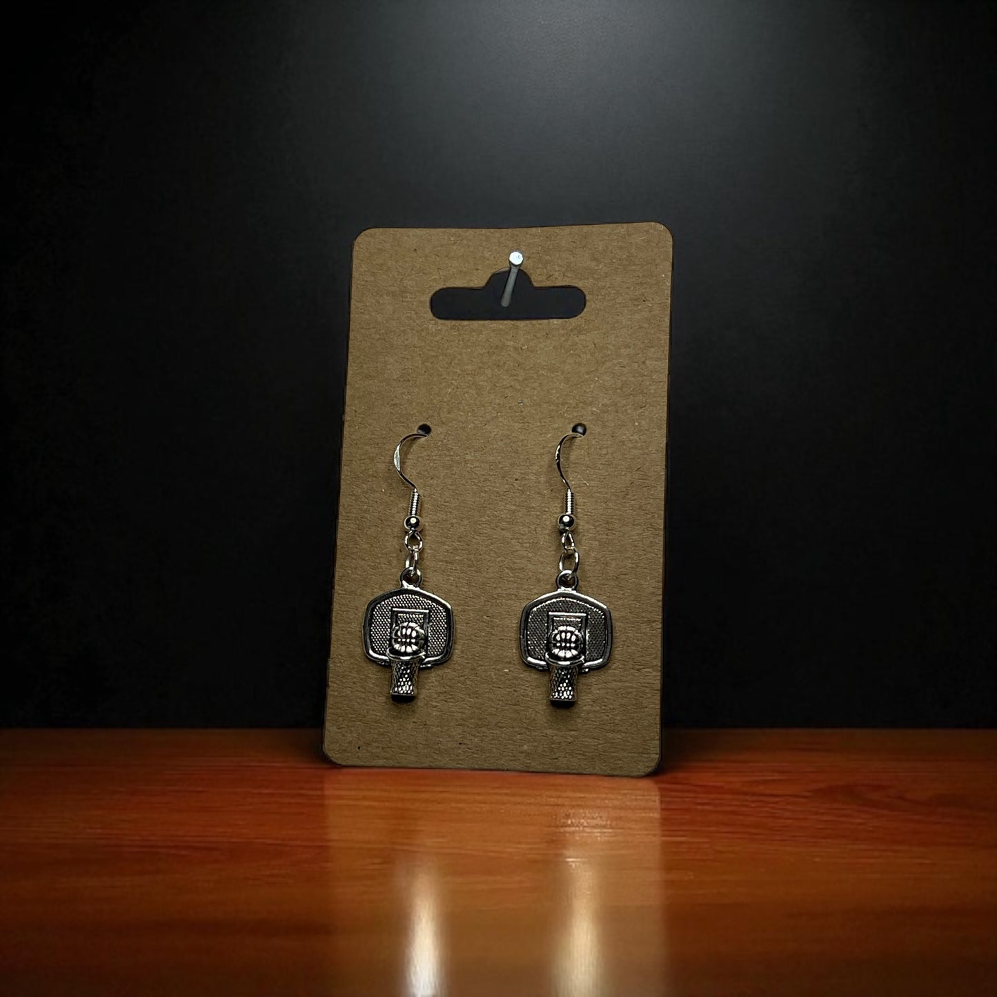 Basketball Hoop Silver Hook Earrings π
