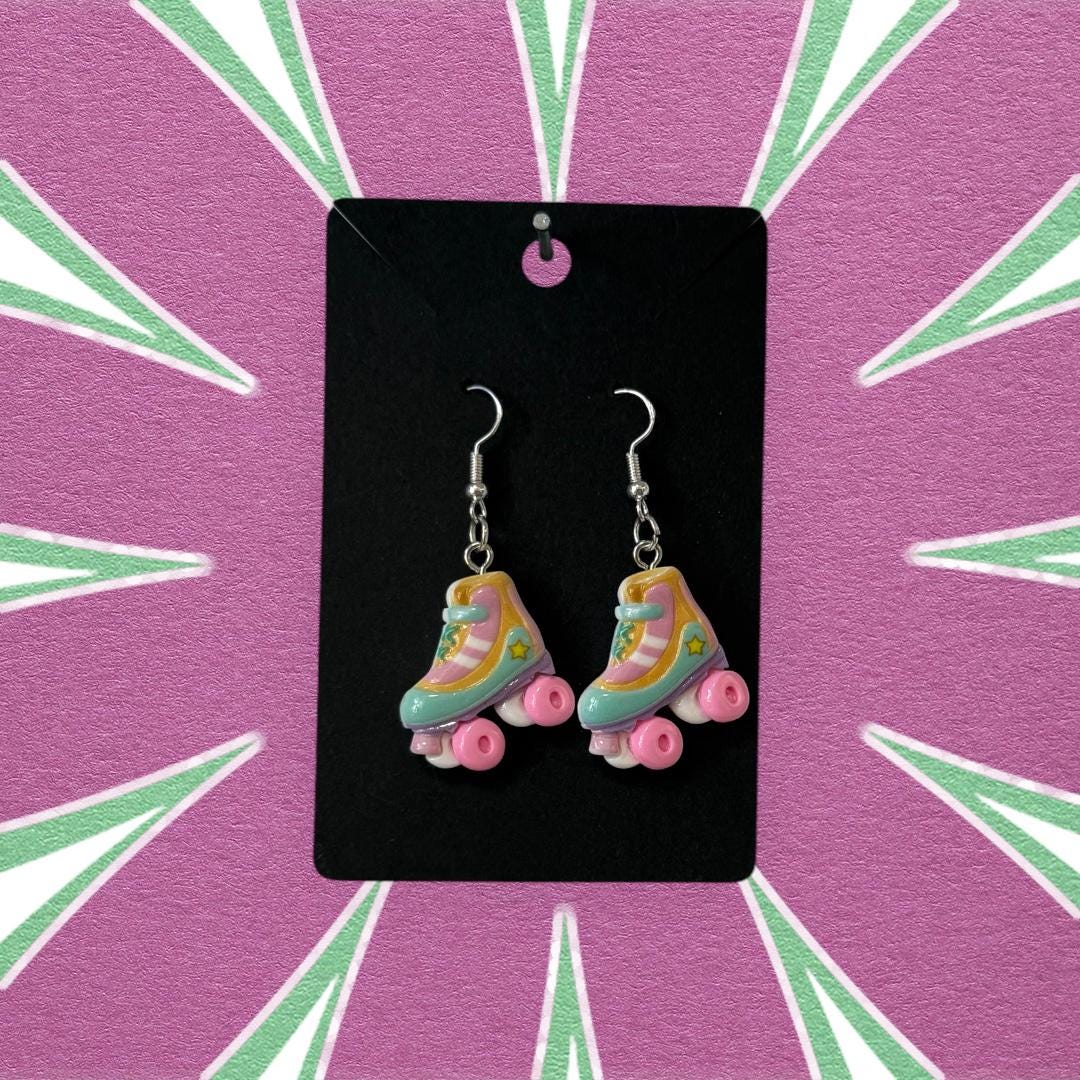 Roller-Skate Silver Drop-Hook Earrings