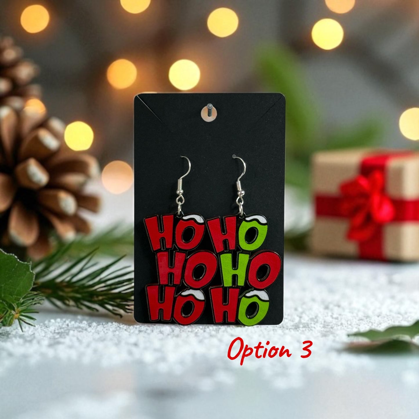 Christmas HO HO HO Drop-Hook Earrings
