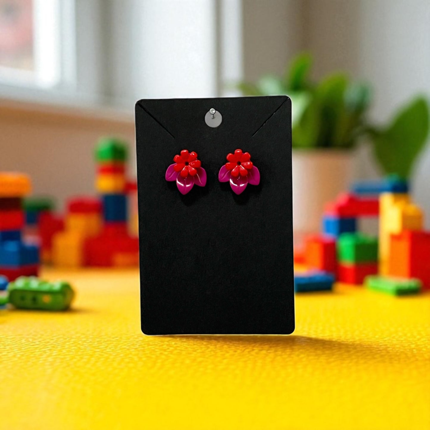 🌸 LEGO® 'Magenta' Flower Stud Earrings – Pick Your Petals! 🌸