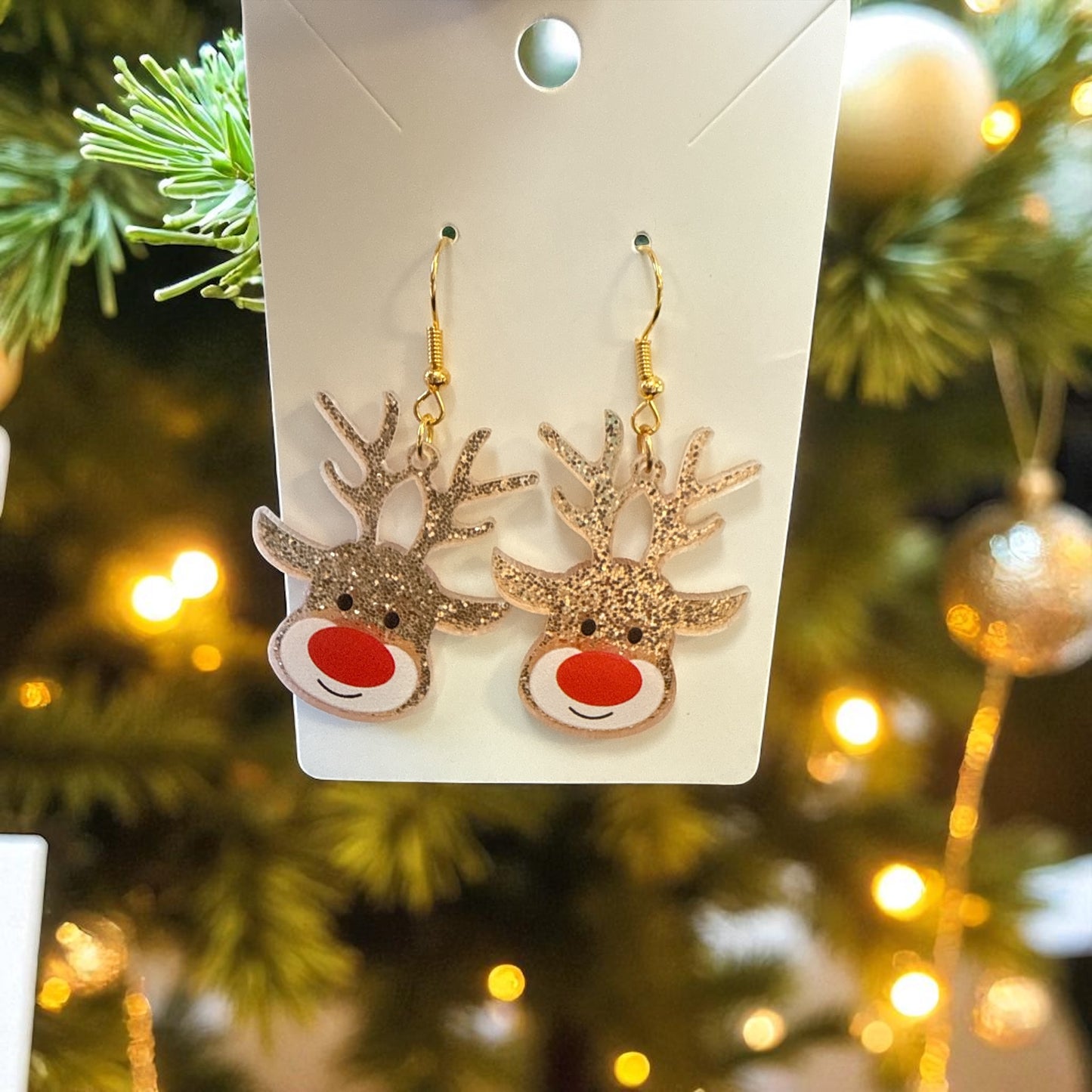 πβ¨ Christmas Sparkle Reindeer Drop-Hook Earrings β¨π