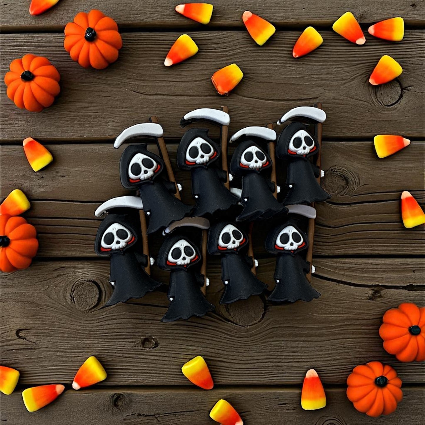 🖤 Halloween Death God Focal Beads – Set of 8 🎃