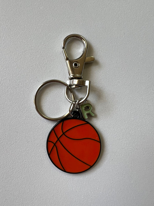 Basketball Lovers - BLACK & SILVER Keychain with Initial