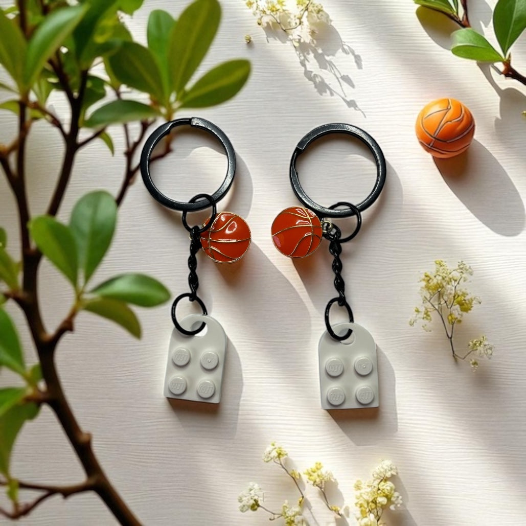 🏀💛 Basketball & LEGO® Heart Keychain Set 💛🏀