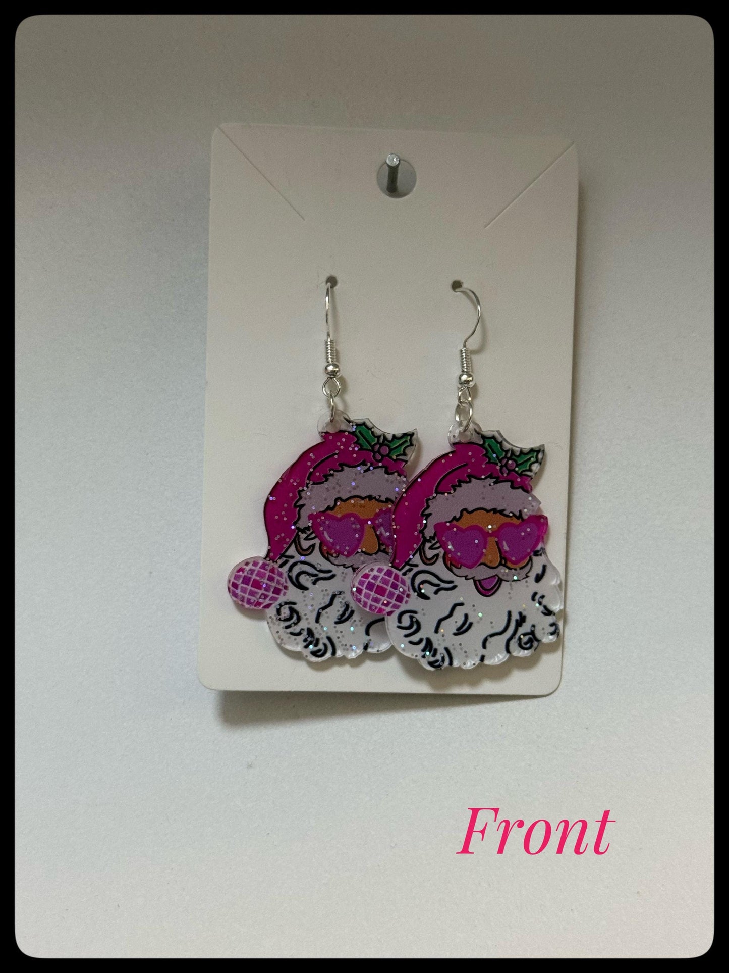 🎅✨ Glitter Santa Drop-Hook Earrings ✨🎅