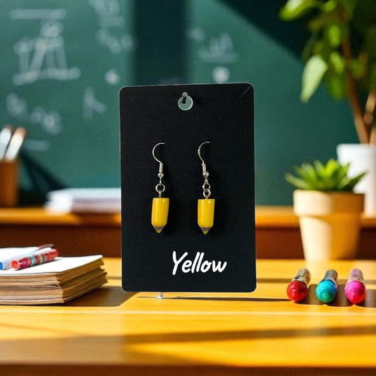 Coloured Pencil on Silver Drop-Hook Earrings