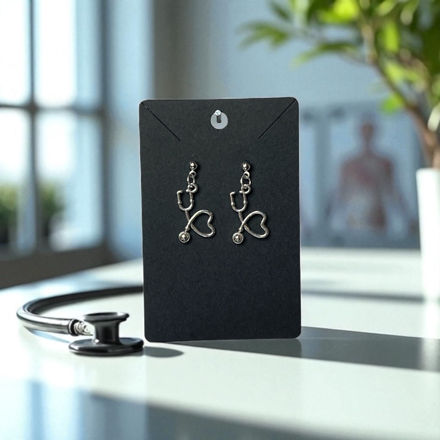 Stethoscope Silver Stud Earrings