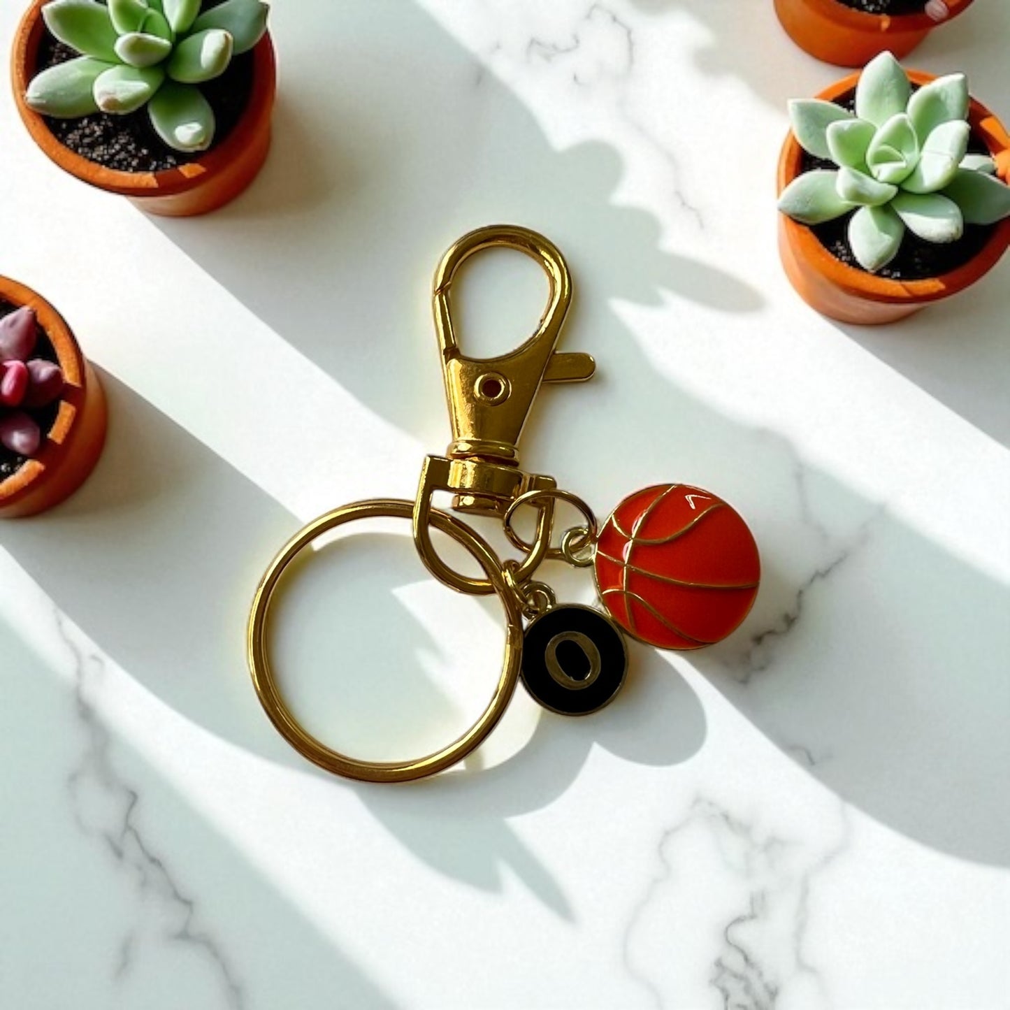 🏀 Basketball Lovers - GOLD Keychain with Initial 🏀