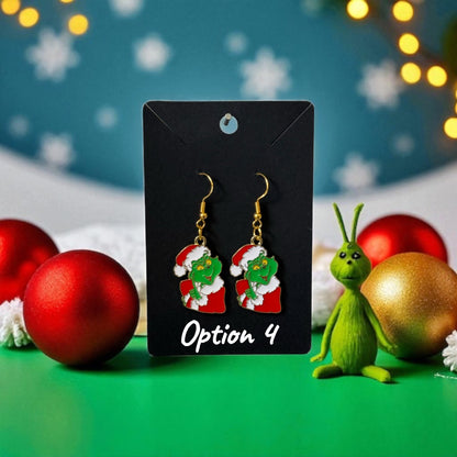💚🎄 Grinch-Inspired Drop-Hook Earrings 🎄💚