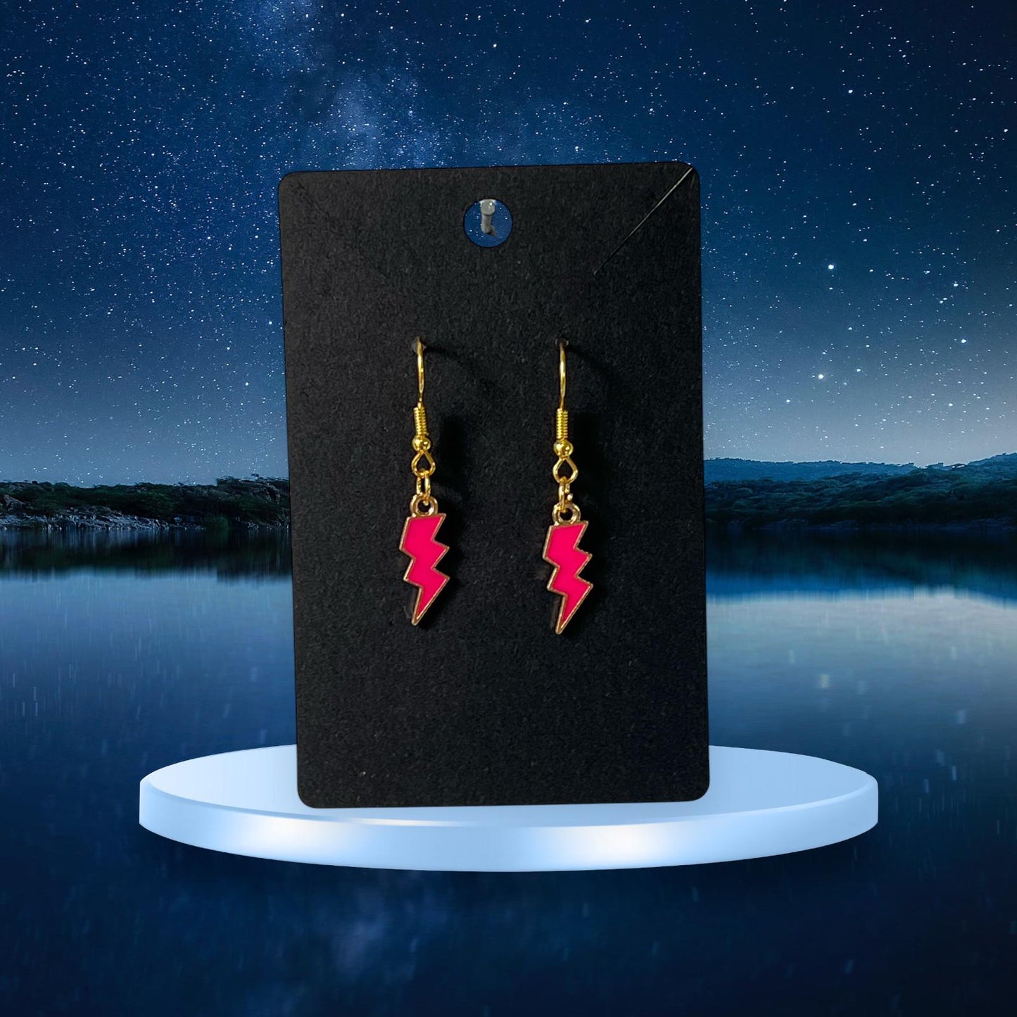 Lightening Bolt Gold-Plated Drop Hook Earrings