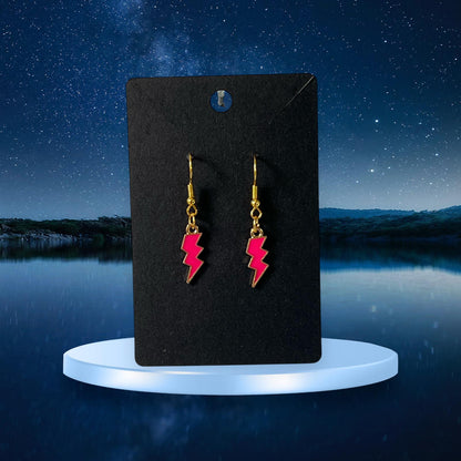 Lightening Bolt Gold-Plated Drop Hook Earrings