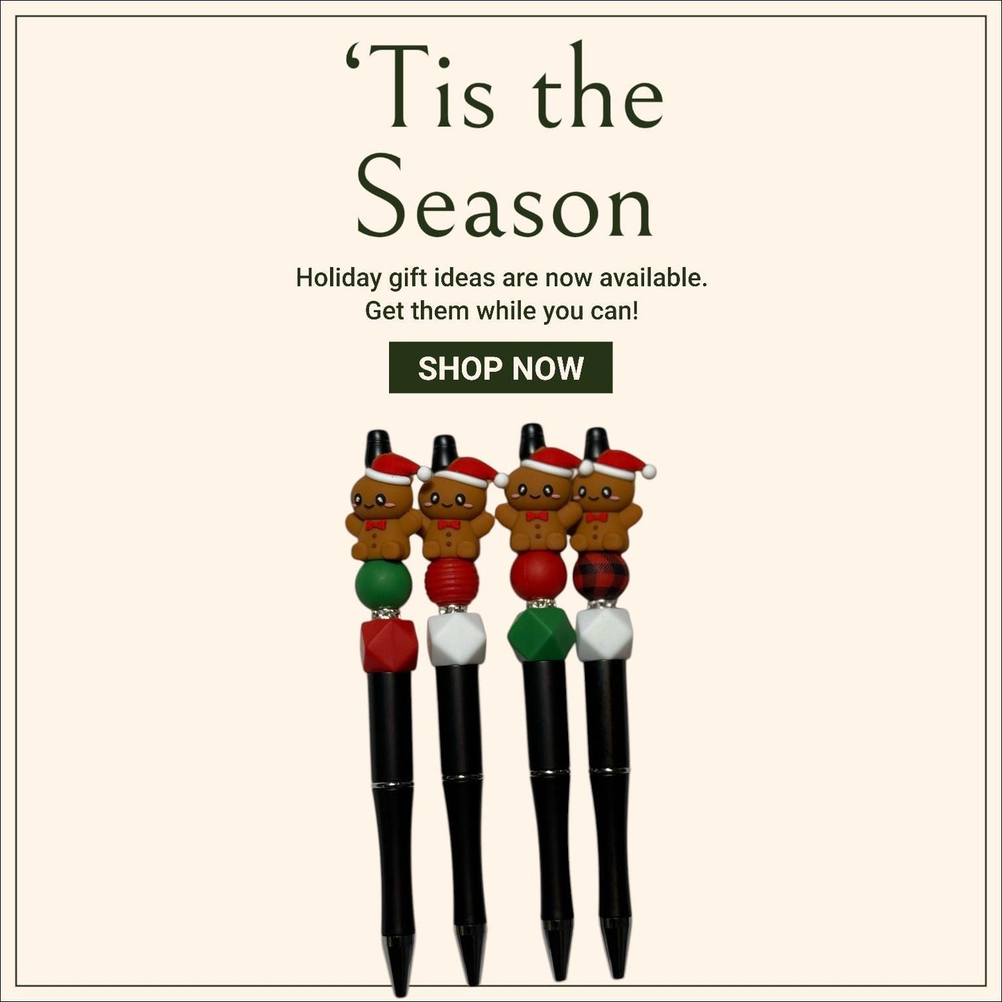 Christmas Gingerbread Beaded Pens