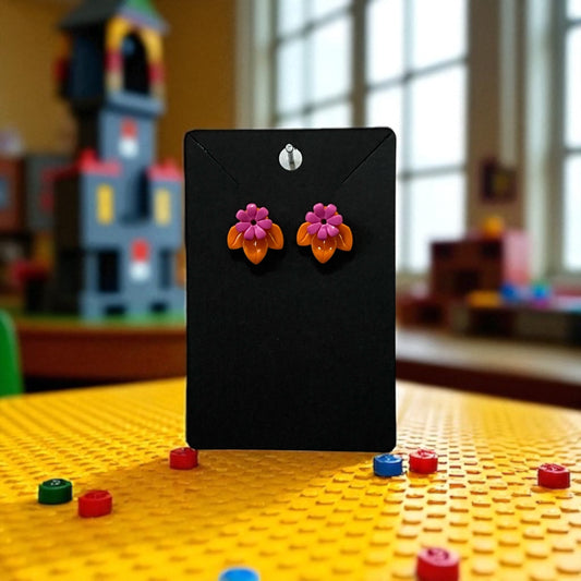 🌸 LEGO® 'Orange' Flower Stud Earrings – Pick Your Petals! 🌸
