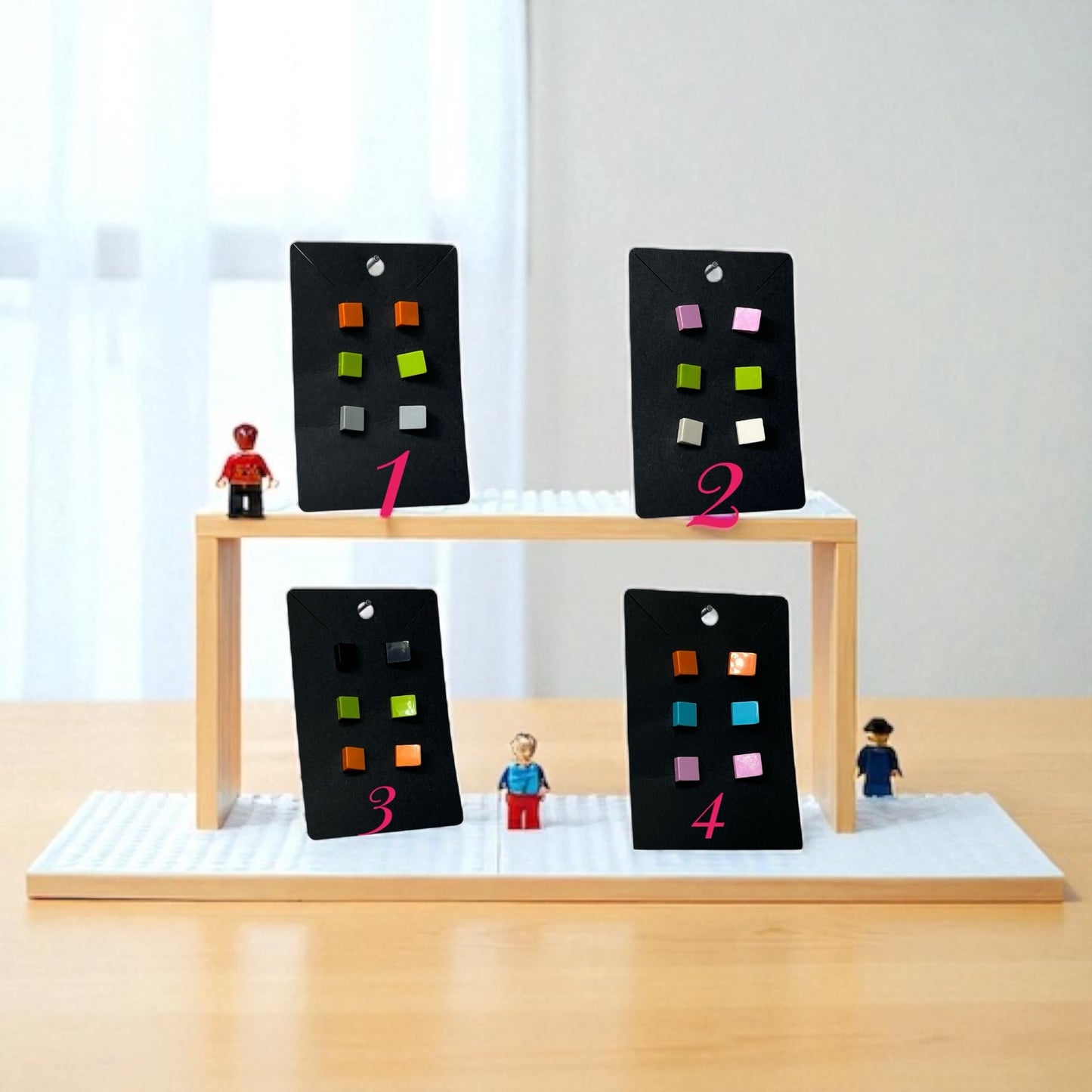 🧱 LEGO® MINI Slope 1x1 Plate Set on Silver Stud Earrings 🧱