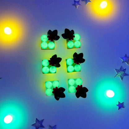 LEGO® Flower & GLOW in the DARK plates on Silver Stud Earrings