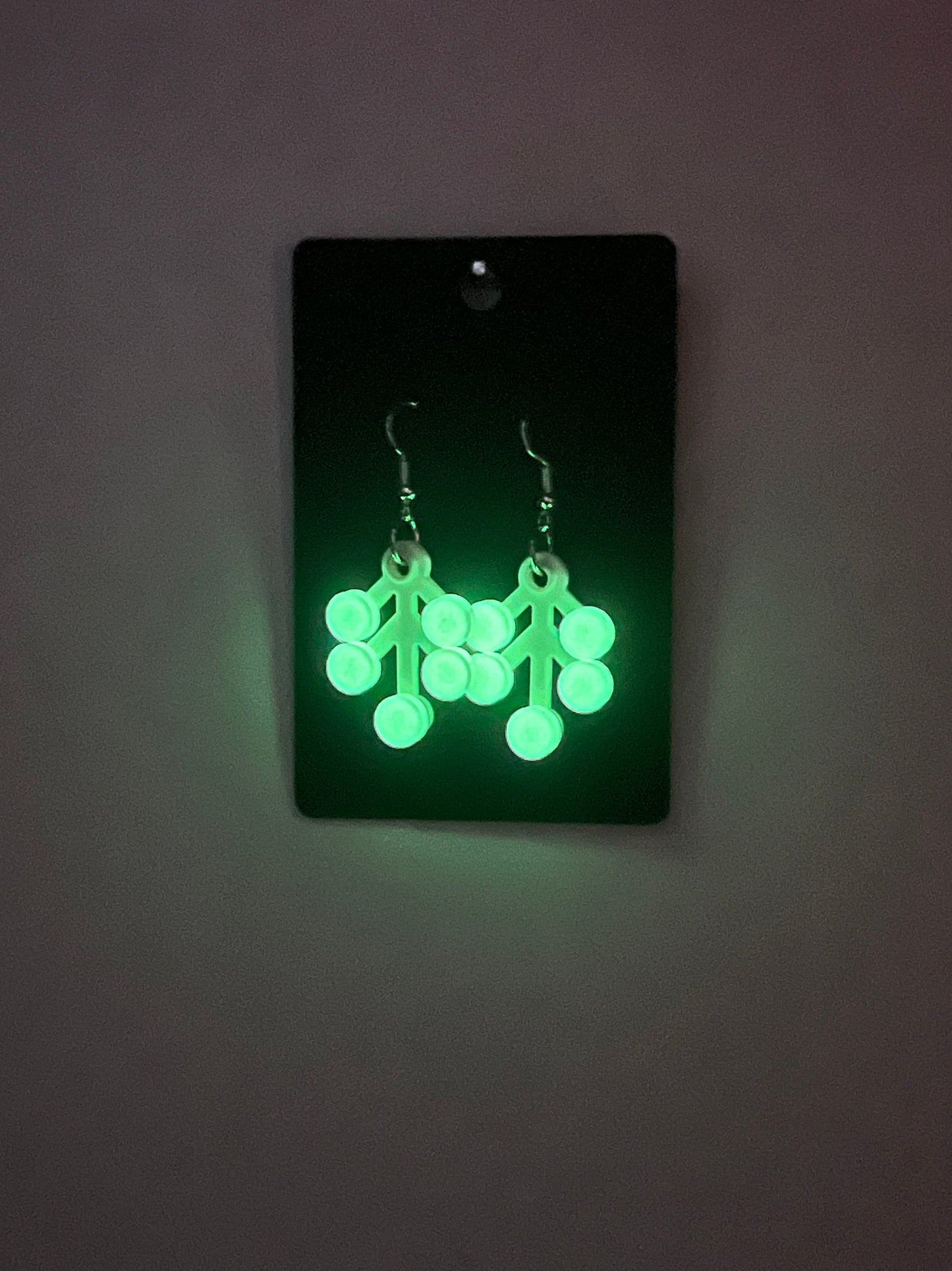LEGO® GLOW in the Dark Trees on Hook-Drop Earrings