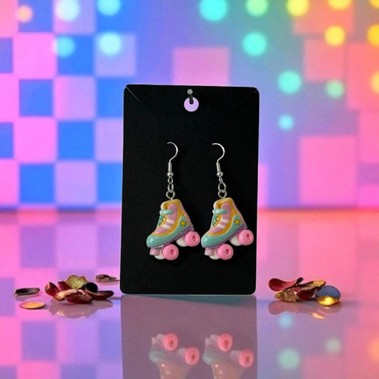 Roller-Skate Silver Drop-Hook Earrings
