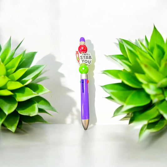 ✨ Funny Nursing Pen – "I Will Stab You" 4-1 Multi-Coloured Pen✨