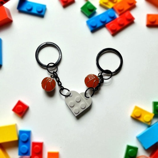 🏀💛 Basketball & LEGO® Heart Keychain Set 💛🏀