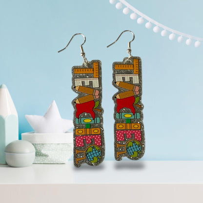 Teacher Silver Drop-Hook Earrings