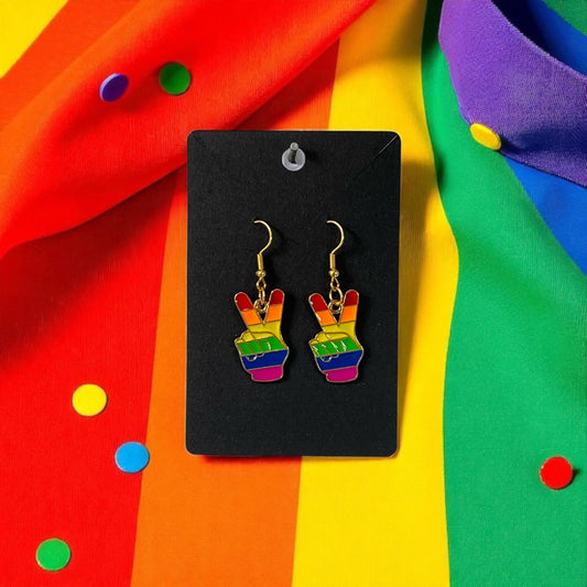 Pride Peace Gold-Plated Drop Hook Earrings