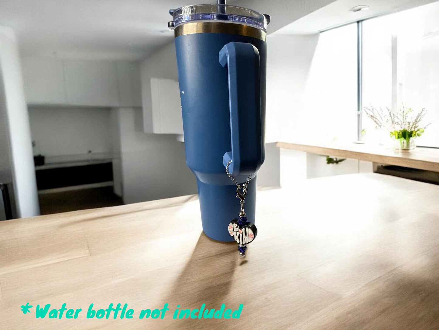 Be Kind Pendants with Sparkly Charms - Assorted Drink Bottle / Cup Charms (Silver Chain)