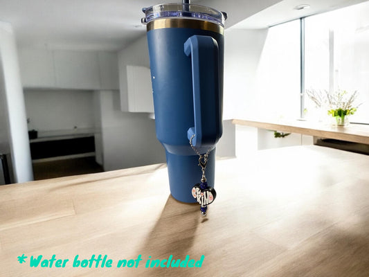 Be Kind Pendants with Sparkly Charms - Assorted Drink Bottle / Cup Charms (Silver Chain)