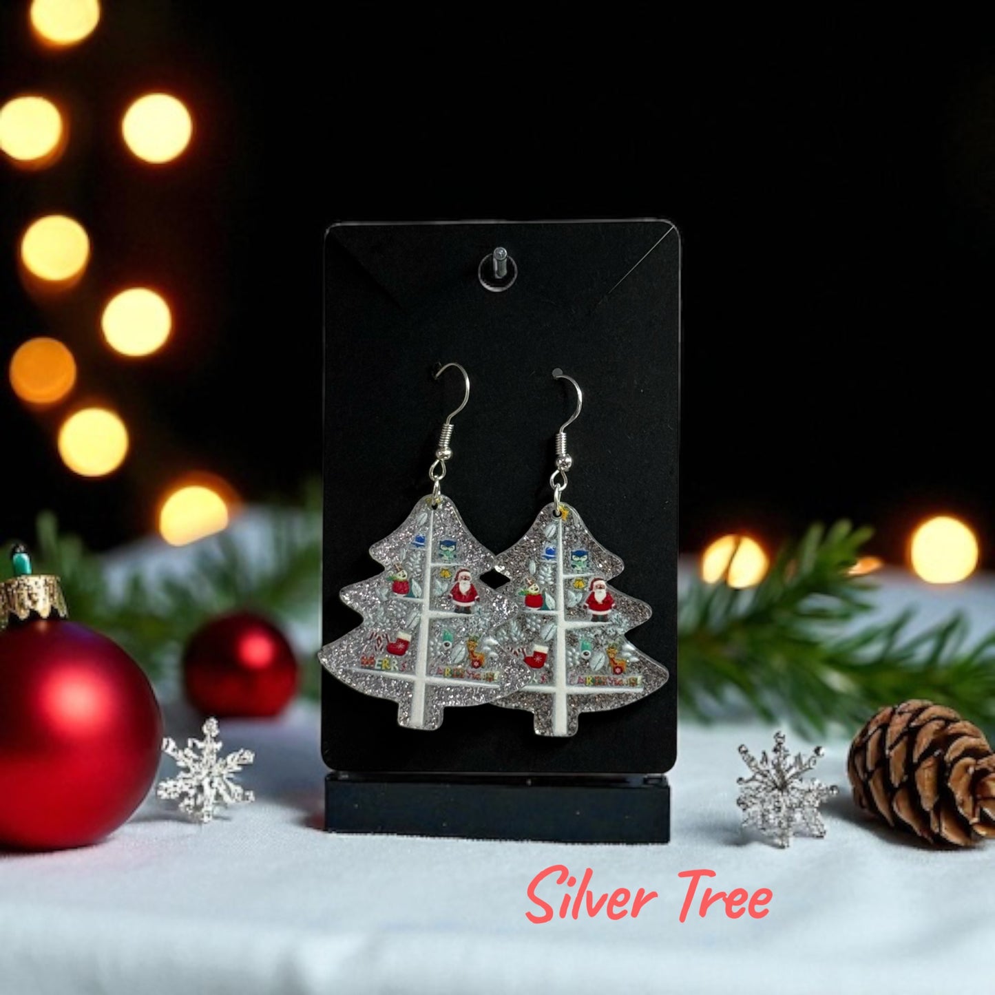 🎄✨  Christmas Tree Resin Drop-Hook Earrings ✨🎄