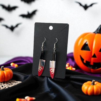 🎃🔪 Halloween Knife Drop-Hook Earrings 🎃🔪
