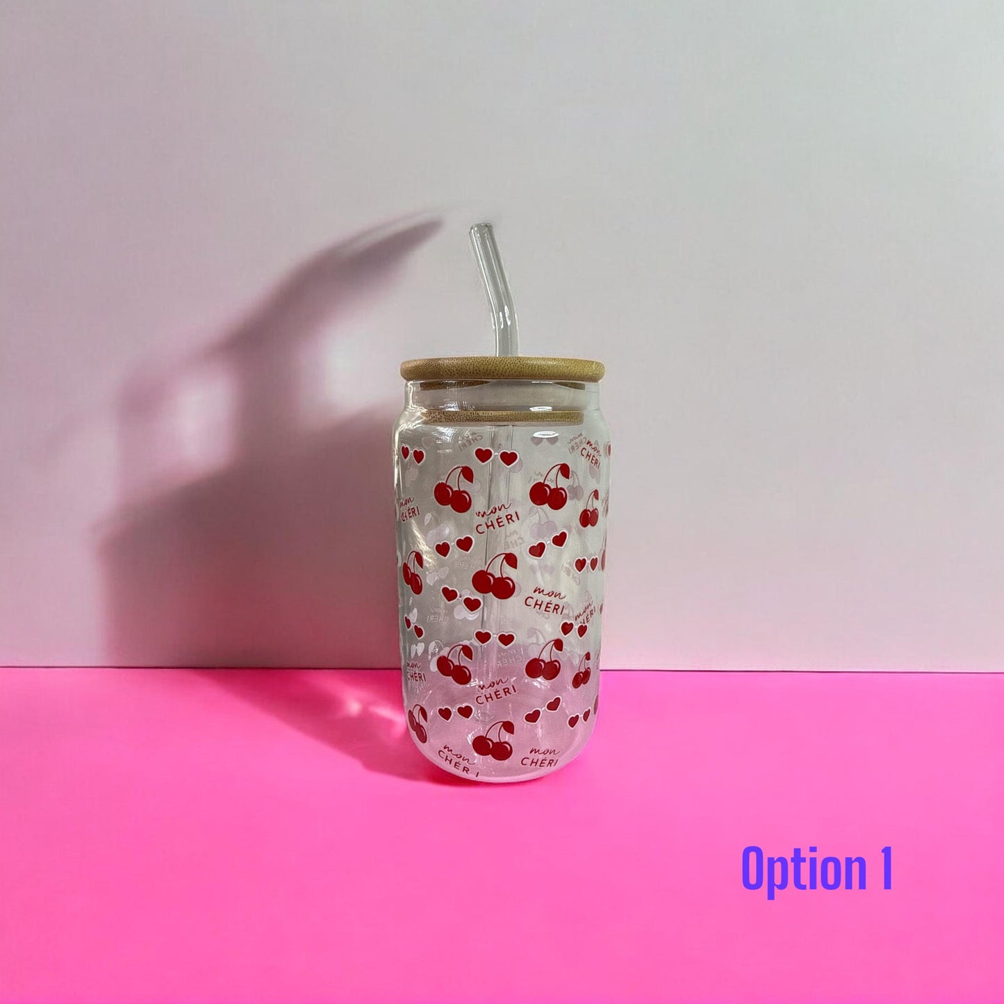 ❤️ Love Heart UV DTF Glass Tumbler – Sip with Love ❤️