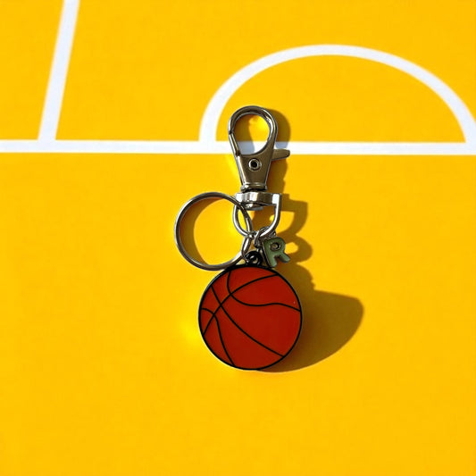 Basketball Lovers - BLACK & SILVER Keychain with Initial