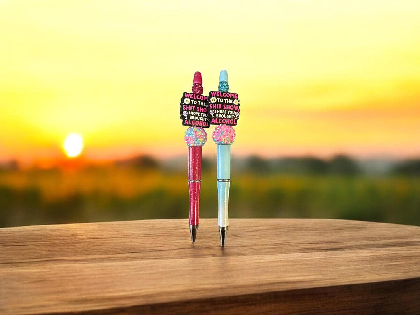 Welcome to the Sh*t Show… I Hope You Brought Alcohol – Beaded Sparkle Pen 🍷✨