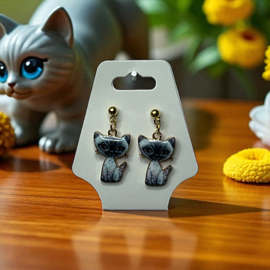 Puuurfect Pussy Cat Gold-Plated Stud Earrings