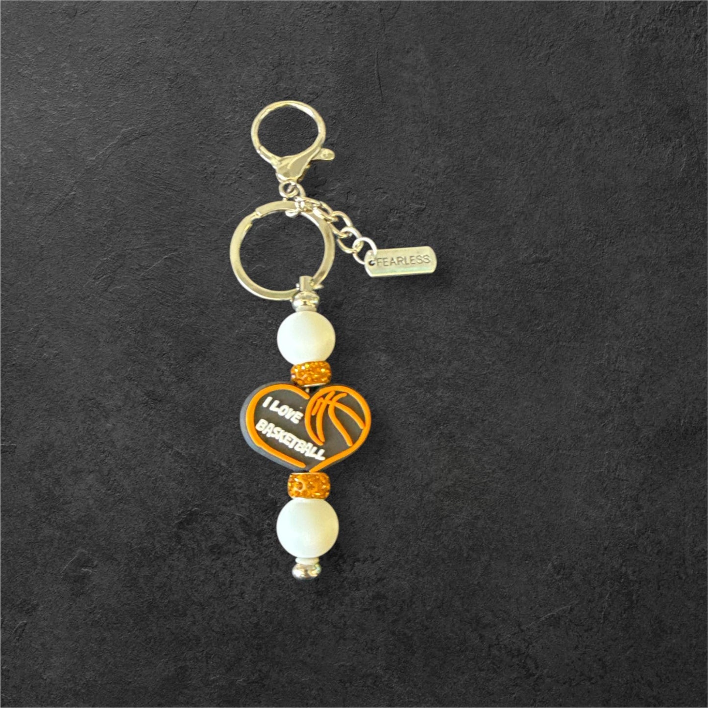 🏀 “I LOVE Basketball” Silver Keychain + Affirmation Pendant 🏀