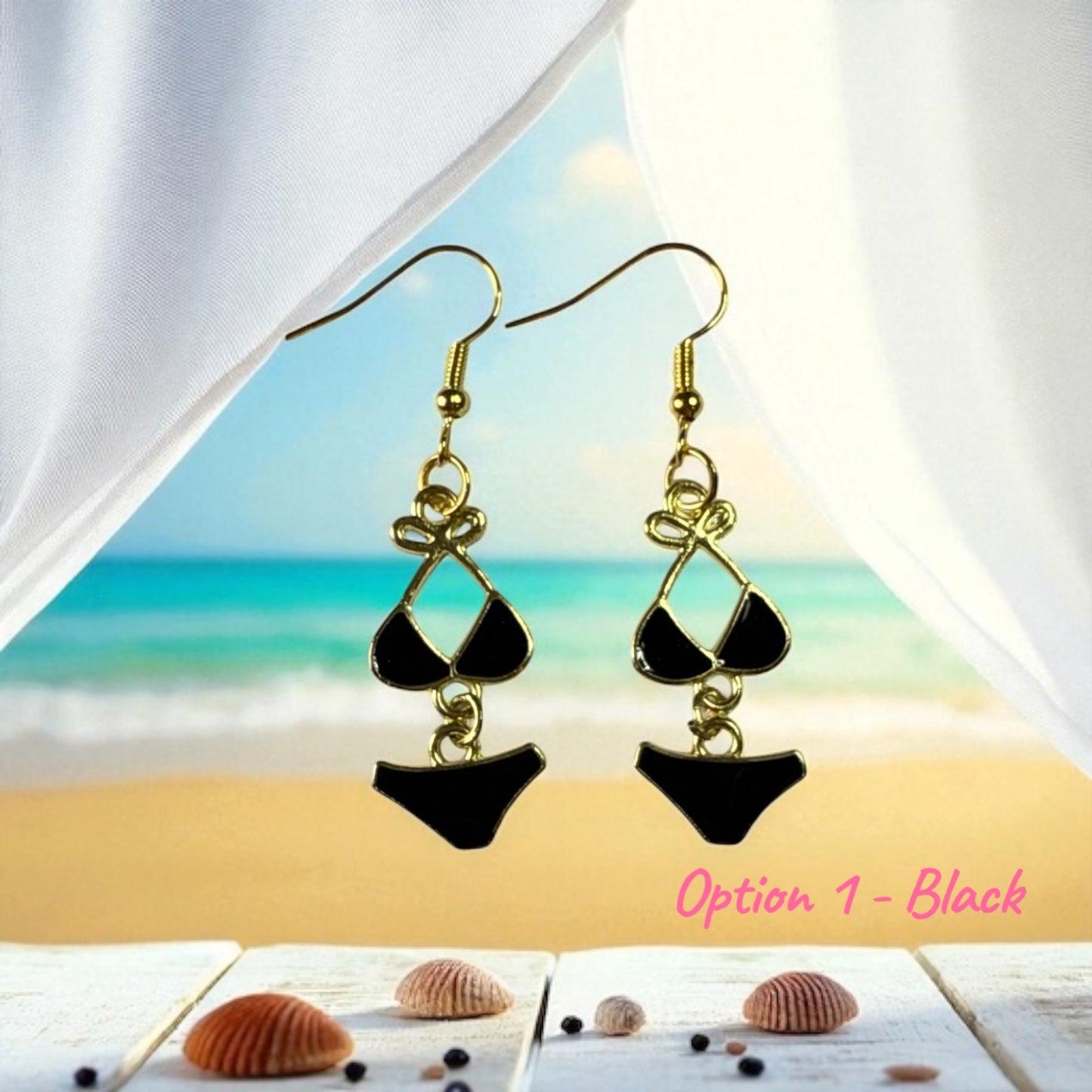 Bikini Gold-Plated Drop-Hook Earrings