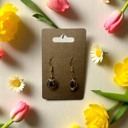 ✨ Unique Coloured Gem Gold-Plated Hook Earrings ✨