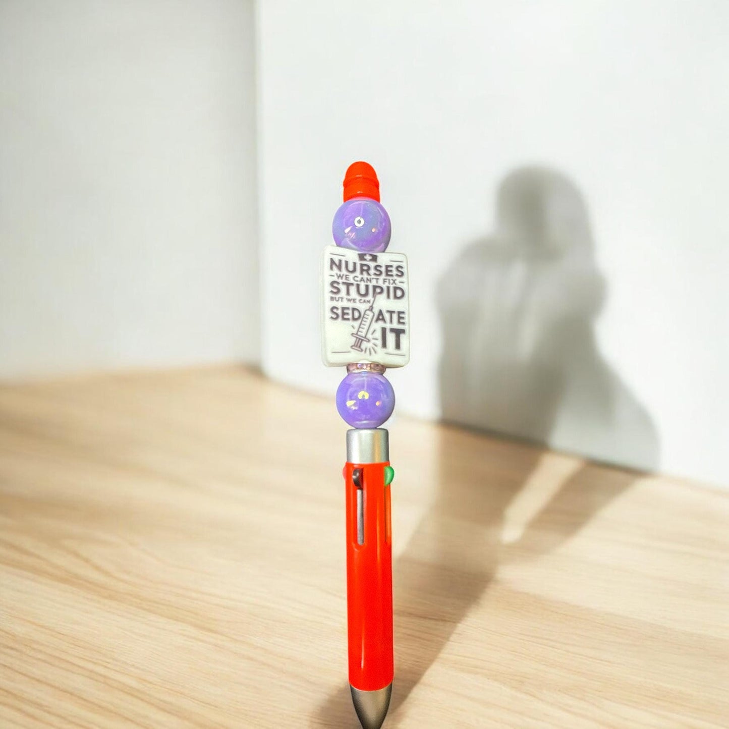 ✨ Funny Nursing Pen – "We Can't Fix Stupid, But We Can Sedate It"  4-1 MultiColour Ballpoint Pen  ✨