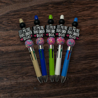 Let Me File That Under IDGAF – Sparkle Silicone Beaded Multicolour Ballpoint Pen 🌈✨