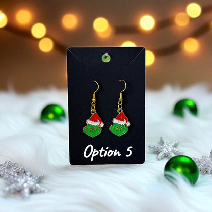 💚🎄 Grinch-Inspired Drop-Hook Earrings 🎄💚