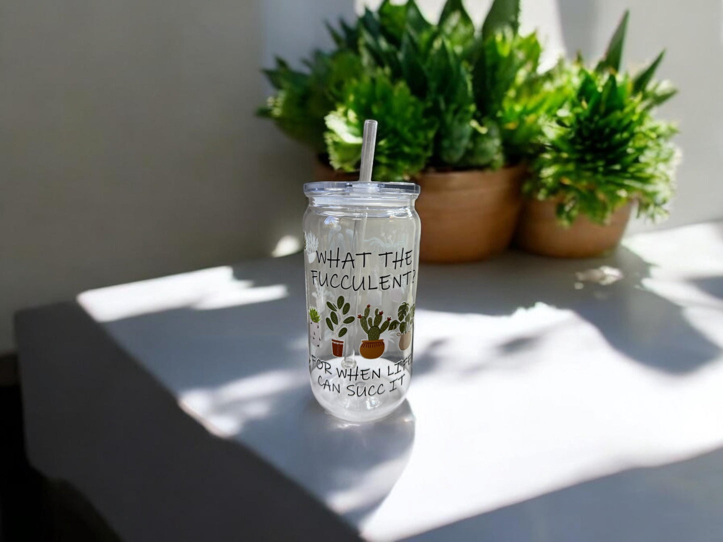 Plant Lovers Plastic 480ml (16oz) Cup with Straw