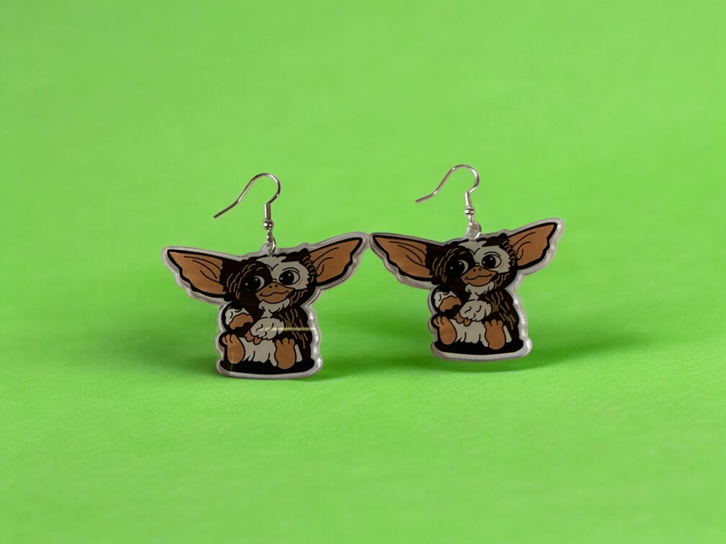 GIZMO - Gremlin Inspired Silver Drop-Hook Earrings
