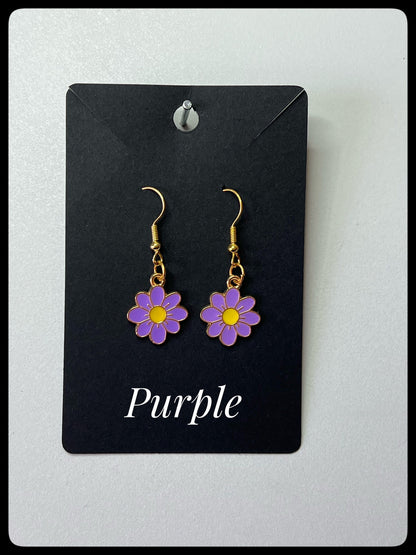 🌼Flower Gold-Plated Drop Hook Earrings - VARIOUS COLOURS 🌼