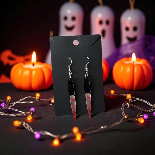 🎃🔪 Halloween Knife Drop-Hook Earrings 🎃🔪