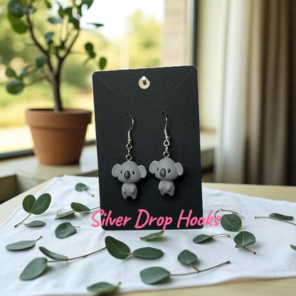 🐨 🐊 AUSSIE ANIMALS - Silver Stud or Drop-Hook Earrings 🐨 🐊