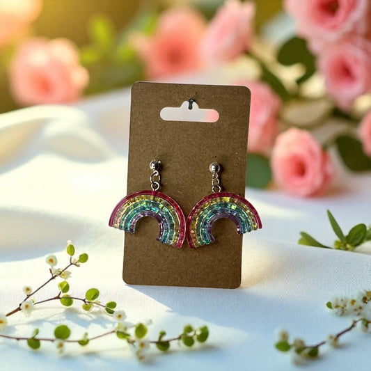 🌈✨ Rainbow Resin Stud Earrings ✨🌈