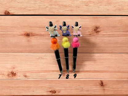 Highland Cow Inspired Silicone Beaded Pens – Cute, Quirky & a Touch of Bling!  🐮✨