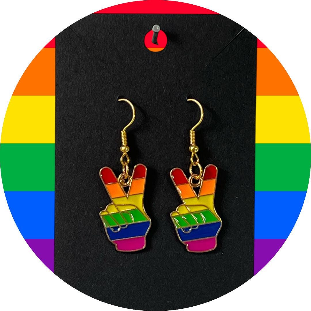 Pride Peace Gold-Plated Drop Hook Earrings